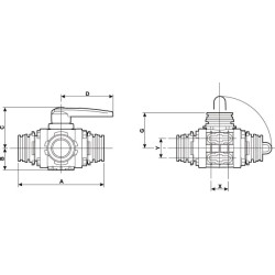 Trijų padėčių rutulinis vožtuvas, T9 453017S99