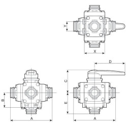 Rutulinis vožtuvas 4 padėčių T6 453045S66