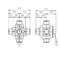 Rutulinis vožtuvas 5 padėčių 2 1/2" VTDC0800