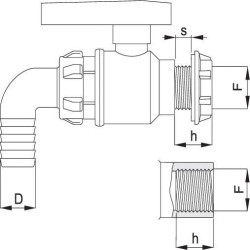 Rutulinis vožtuvas + alkūnė 30 m 1 1/4" 456253