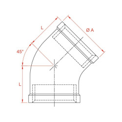 Alkūnė 45° nerūdijantis plienas 2xF 1 1/2" FG120112RVS