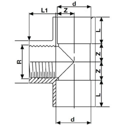 PVC T formos jungtis 20 mm x F 1/2 colio 7020121GP