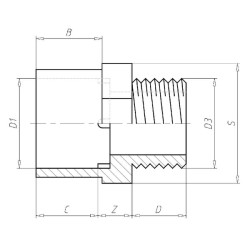 Adapterio įvorė 1/2" x M 1/2" PVC7ADP12M