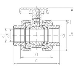 PVC uždarymo vožtuvas DID 1/2"x1/2" KS12PVC