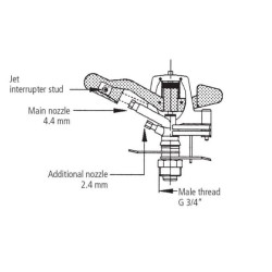 Reguliuojamas purkštuvas V60, išorinis sriegis 3/4" WB604424