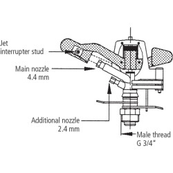 Reguliuojamas purkštuvas V60, išorinis sriegis 3/4" WB604424