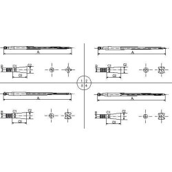 Krautuvo dantis, tiesus, dvigubas T formos profilis 36x1100mm, smailus galas su M22x1,5mm veržle, juodas, Battista Porteri RT1