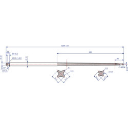 Krautuvo dantis, tiesus, žvaigždės formos, 35x1200 mm, smailus galas su M35 Ø11,5 ritininiu kaiščiu, juodas, FST FT484998