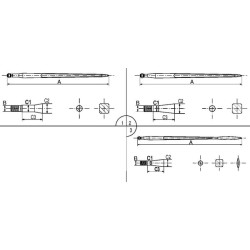 Krautuvo dantis, tiesus, kvadratinis, 37x800mm, smailus galas su M20x1,5mm veržle, raudonas, Battista Porteri FT12