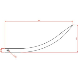 Krautuvo dantis, lenktas, apvalus, 25x440 mm, smailus galas su Ø10,5 ritininiu kaiščiu, juodas, FST FT9026