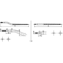 Siloso dantys, alkūniniai: 56 mm kvadratinis skerspjūvis 35x920 mm, smailus galas su M20x1,5 mm veržle, raudoni, Kverneland KK22