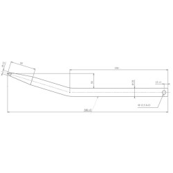 Krautuvo dantis, išlenktas, apvalus, 28x550 mm, smailus galas su M28 Ø12,5 ritininiu kaiščiu, juodas, FST FT66048