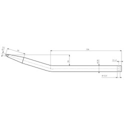 Krautuvo dantis, išlenktas, apvalus, 28x550 mm, smailus galas su Ø12,5 ritininiu kaiščiu, juodas, FST FT488174