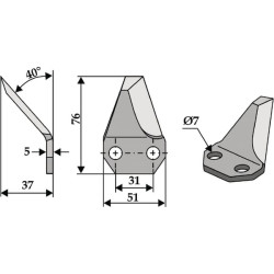 Pašarų vežimėlio peilis FM19160