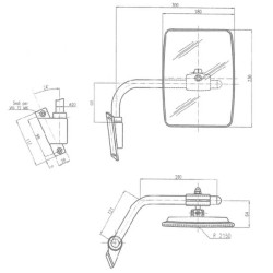 Case - IH JX100U Maxxima CA6476001 Veidrodis su kairiąja rankena
