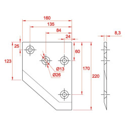 Pusė sekcijos kairė Redrock KM100086L