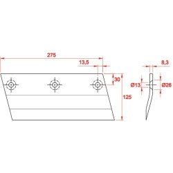 Geležtė, 3 skylės, kairė, Redrock KM109083L