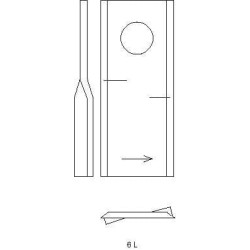 Šienapjovės peilis kairysis 122x45x4mm, skylė Ø18.25mm, tinka Kuhn/Claas/John Deere/New Holland, 25 vnt. pakuotėje, 56451200KR