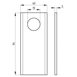 Vejapjovės peilis K/D 94x40x3mm, anga Ø19mm, tinka Gerlach 18 vnt. pakuotėje 5036010450M3