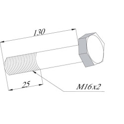 Šešiakampis varžtas M16x130/25 10.9 21380009
