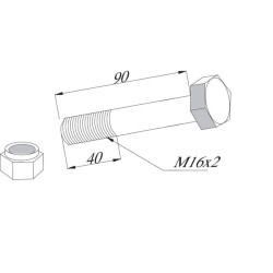 Šešiakampis varžtas su fiksavimo veržle M16x2x90 10.9 220RZ3