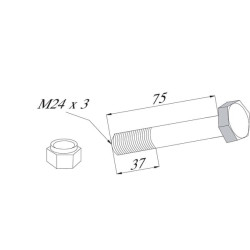 Šešiakampis varžtas M24x3x75/37 10.9 2770413N