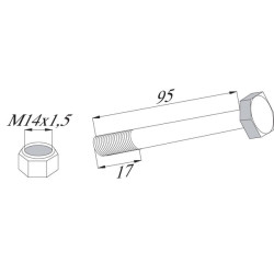Šešiakampis varžtas su fiksavimo veržle M14x1.5x96/17 10.9 BH2950