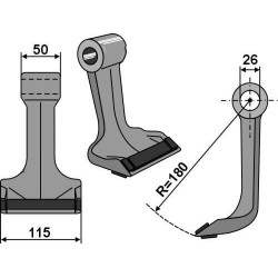 Plaktuko spyruoklinis peilis, padengtas PTA danga, tinka Kuhn 6061699ZC