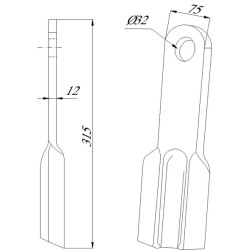 Smūginio pjovimo peilis tiesus 75x315 Howard CK2810