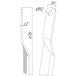 Smūginio pjovimo peilis, lenktas 75x470, Howard CK2800