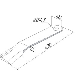 Smūginio pjovimo peilis, lenktas kairysis, 80x420, Humus CK3050L