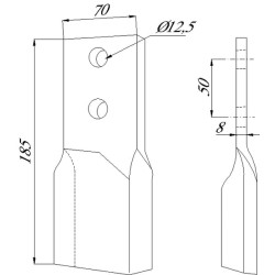 Kongskilde 70x185 tiesūs peiliai CK3310