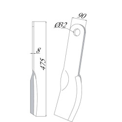 Smūginio pjovimo peilis tiesus 90x475 Howard CK2850