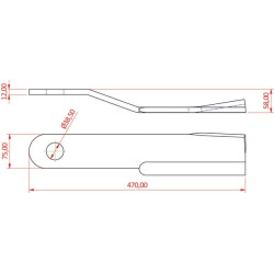 Smūginio pjovimo peilis, lenktas 75x470 RH 484075DN