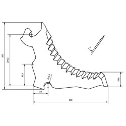 Rulonų preso peilis, tinkantis Pöttinger Rollprofi/Varioprofi 653408314N