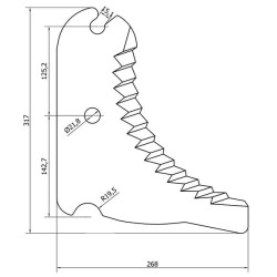 Rulonų preso peilis, tinkantis Pöttinger Rollprofi 653320551N