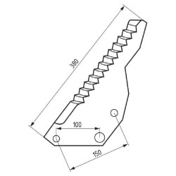 Priekabos rotoriaus mentė, 377 x 128 x 5, tinka Pöttinger 5625434008