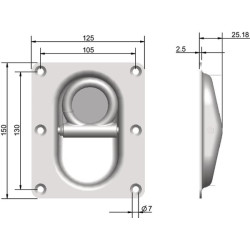 Cinkuota auselė 150 x 125 mm H25,18 mm 709010KR