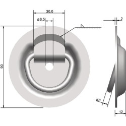 Cinkuota auselė 90mm H12mm 709016KR
