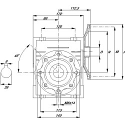 Sliekinės pavaros reduktorius I  50 GMR0755080B14