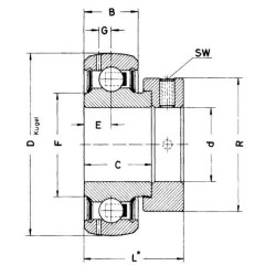 Guolio įdėklas 35x72x19mm INA/FAG GRAE35NPPBFA106