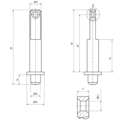 Užrakinimo įtaisų rinkinys DIN400, senas dizainas iki 2008 m., L  78 mm Skersmuo  10/12/18 mm FT0002