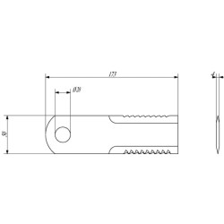 Rotacinis šiaudų smulkintuvo peilis 175x50x4mm Ø 20mm 0007557840KR