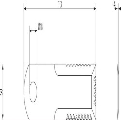 Rotacinis šiaudų smulkintuvo peilis 173x50x4mm Ø 18mm 281412Z