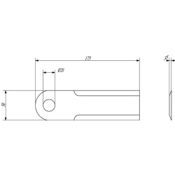 Rotacinis šiaudų smulkintuvo peilis 175x50x3mm Ø20mm 134800N