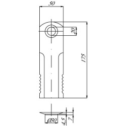 Rotacinis šiaudų smulkintuvo peilis 175x50x4,5mm Ø 20mm 193361A1GZ