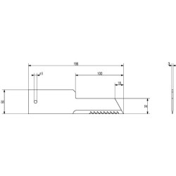 Šiaudų smulkintuvo peilis 198x50x3mm Ø6.5mm 2809106N