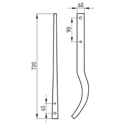 Universalus plūgo sija, L-720mm 514010772