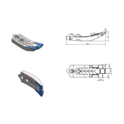 Kultivatoriaus kaltelis 256x80 mm, grūdintas, lenktas, 2 skylių, tinka Agrisem AGM1103551CN