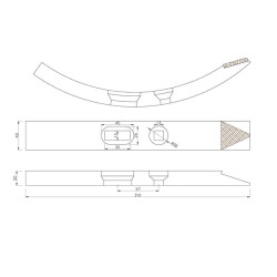 Kultivatoriaus kaltelis 310x40x20 mm, grūdintas, lenktas, 2 skylių CP781CN